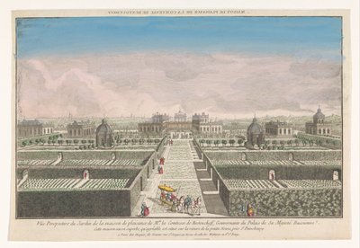 Udsigt over haven til grevinden af ​​Bestoucheffs landsted nær byen Sankt Petersborg Maison de plaisance de la comtesse de Bestoucheff (titel på objektet) af Jacques Gabriel Huquier