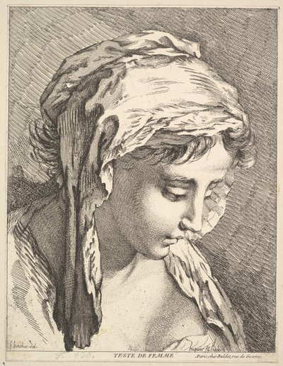 Head of a Woman, midten til slutningen af det 18. århundrede. af Jacques Gabriel Huquier