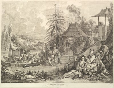 La pesche chinoise Chinese Fishing, fra Chinoiseries, efter 1743. af Jacques Gabriel Huquier