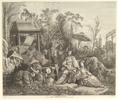 Den kinesiske have, fra Chinoseries, efter 1743. af Jacques Gabriel Huquier