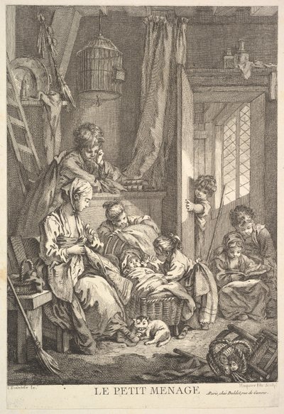 Den lille husholdning, midten til slutningen af det 18. århundrede. af Jacques Gabriel Huquier