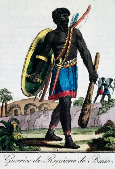 Kriger fra Benin Afrika, gravering fra Travelling encyclopaedia af Jacques Grasset de Saint Sauveur