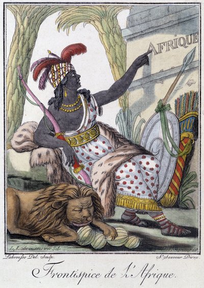 Frontispice of Africa - i "" Encyclopedia of Travels"" af Grasset St Sauveur, red. 1796 af Jacques Grasset de Saint-Sauveur
