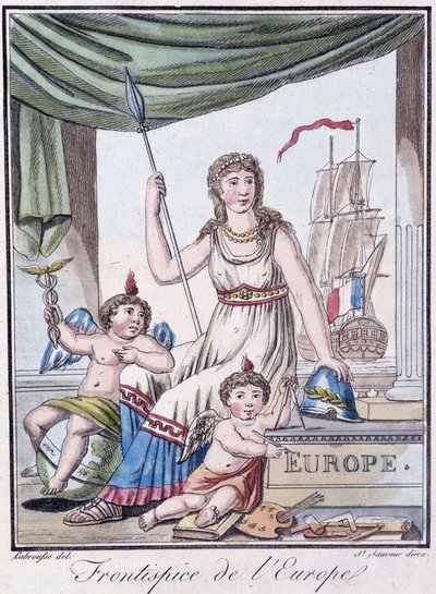 Frontispice of Europe - i "" Encyclopedia of Travels"" af Grasset St Sauveur, red. 1796 af Jacques Grasset de Saint-Sauveur