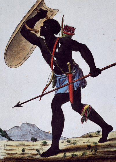 Juida kriger, Afrika, gravering fra Encyclopedia of voyages af Jacques Grasset de Saint Sauveur