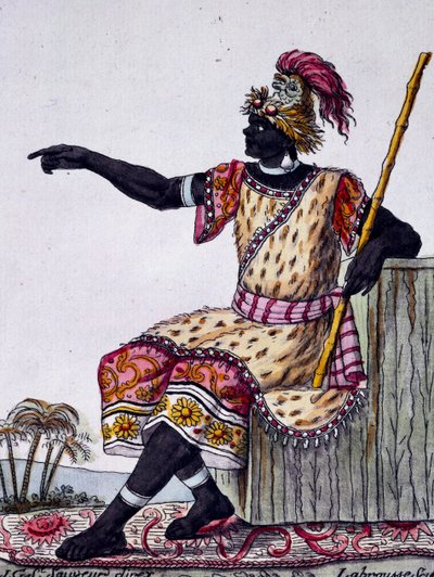 Konge af Loango, farvestik fra tegning af Labrousse (aktiv 1796), fra Encyclopedia of voyages, af Jacques Grasset de Saint-Sauveur (1757-1810) af Jacques Grasset de Saint-Sauveur