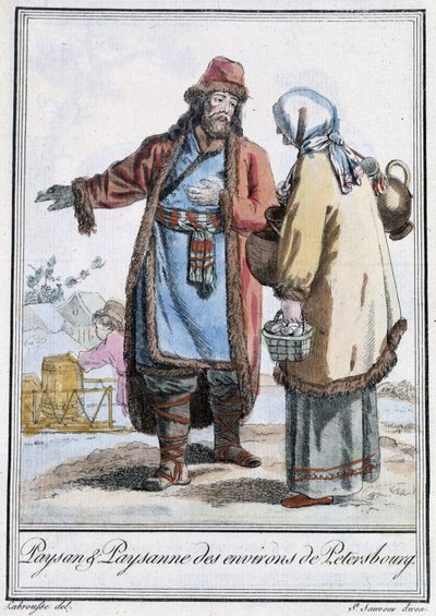 Bonde og bonde fra Petersburg - i "" Encyclopedia of Travels"" af Grasset St. Sauveur, red. 1796 af Jacques Grasset de Saint-Sauveur