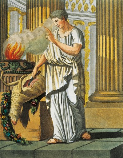 Spåmand, af Jacques Grasset de Saint-Sauveur (1757-1810), gravering fra det antikke Rom, eller historisk og billedlig beskrivelse af alt relateret til romerske folk, deres militær, skikke, religiøse og offentlige liv af Jacques Grasset de Saint Sauveur