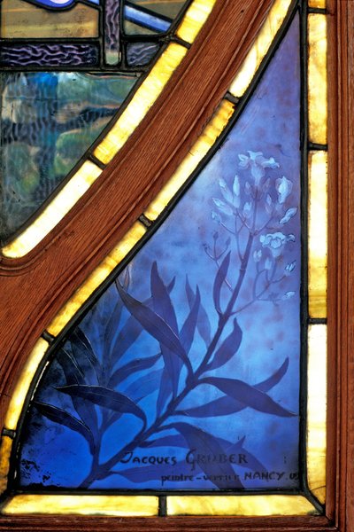 Nancy (afdeling 54), Art Nouveau, Handels- og Industrikammer, Glasmosaik af Jacques Gruber (1870-1936) - Signatur af Jacques Gruber