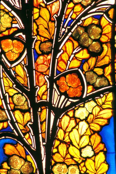 Nancy (afdeling 54), Art Nouveau, Hotel Bergeret, Glasmaleri af Jacques Gruber (1870-1936) "" roser & måger"" af Jacques Gruber