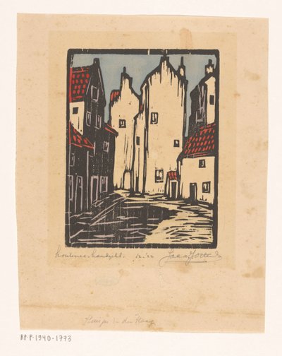 Huse i Haag (original titel på objektet) af Jacques Jeichienus Ottens (signed by artist)