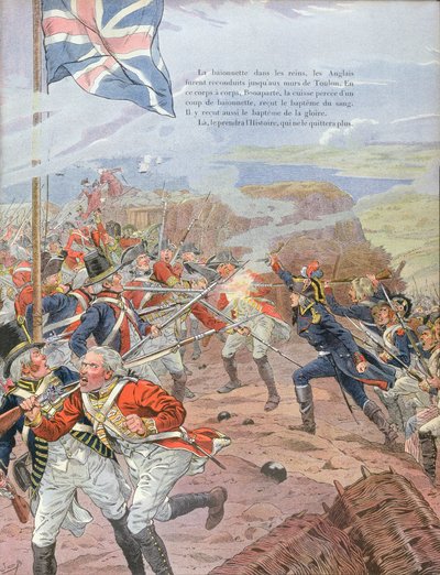 Napoleon (1769-1821) ved belejringen af Toulon, 17. december 1793, illustration fra 