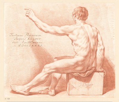 Siddende nøgen mand, set bagfra (3. præmie 1781) af Jacques Kuyper