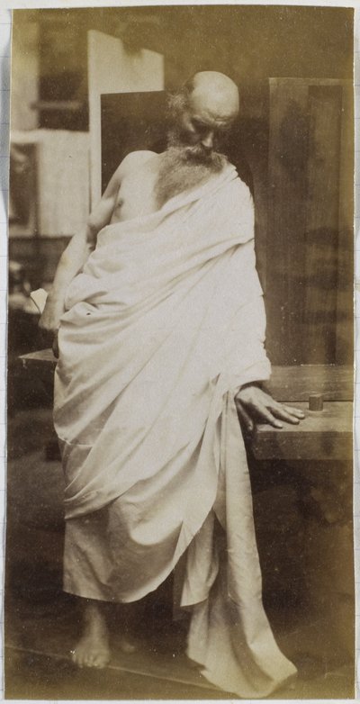 Studie af en mandlig model, en gammel mand med skæg og draperet i hvidt stof, i Jacques de Lalaings studie af Jacques Lalaing (attributed to)