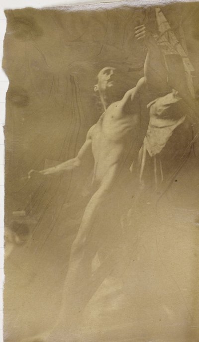 Studie af en mandlig nøgenmodel i et stillads, set nedefra, i Jacques de Lalaings værksted af Jacques Lalaing (attributed to)