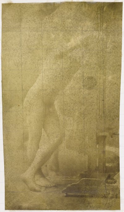 Studie af en mandlig nøgenmodel, stående og lænet op ad et staffeli, i Jacques de Lalaings studie af Jacques Lalaing (attributed to)