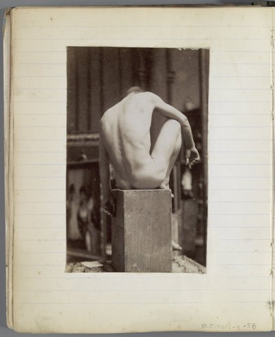 Studie af en mandlig nøgenmodel, siddende og set bagfra, i Jacques de Lalaings studie af Jacques Lalaing (attributed to)