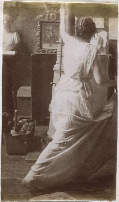 Studie af en kvindelig model i draperi, set bagfra, i Jacques de Lalaings studie af Jacques Lalaing (attributed to)