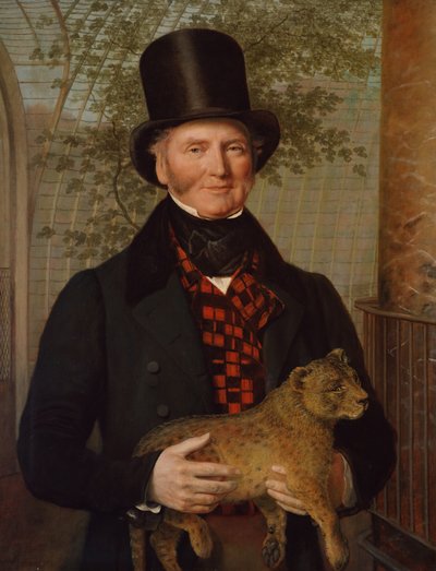 Portræt af Edward Cross, der holder en løveunge, 1838 af Jacques Laurent Agasse