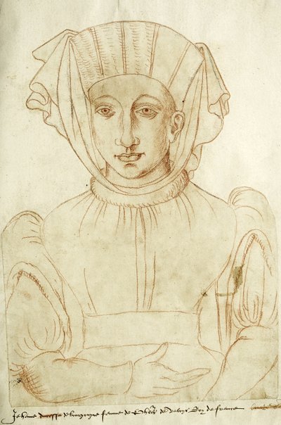 "Jehenne de Bourgongne hustru til Philippes de Valoys konge af Frankrig", fol. 6 i Recueil d