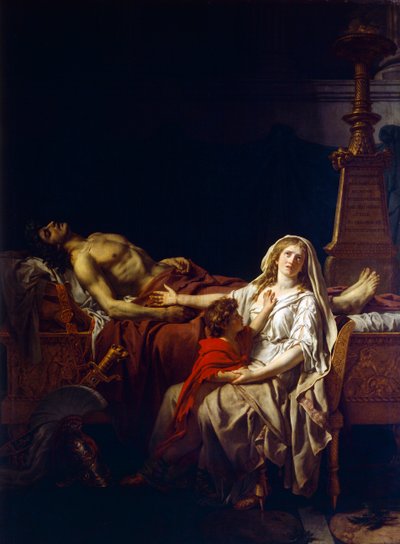 Andromache sørger over liget af Hector, af Jacques-Louis David (1748-1825) af Jacques Louis (studio of) David