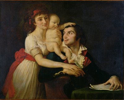 Camille Desmoulins (1760-94) hans kone Lucile (1771-94) og deres søn Horace-Camille (1792-1825) ca. 1792 (olie på lærred) af Jacques Louis (workshop of) David