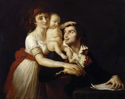 Camille Desmoulins med sin kone Lucile og barn af Jacques Louis David