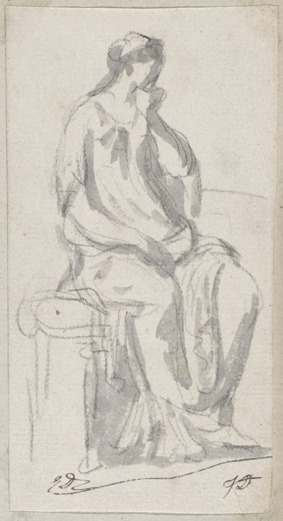 Klassisk skulptur af en eftertænksom kvinde af Jacques Louis David