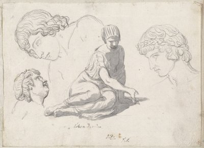 Terningkaster og andre undersøgelser efter antikke skulpturer af Jacques Louis David
