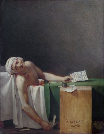 Fransk:  La Mort de Marat Marats død af Jacques Louis David
