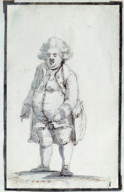 Fransk revolution: "" Caricature de Mirabeau-Tonneau"" Andre Boniface Louis Riquetti (1754-1792), Viscount de Mirabeau, kendt som "Mirabeau-Tonneau" (Mirabeau Tonneau) fik tilnavnet tønden på grund af dens korpulens. Tegning med brunt blæk af Jacques Louis af Jacques Louis David