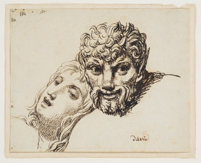 Hoveder af en faun og en liggende kvinde af Jacques Louis David