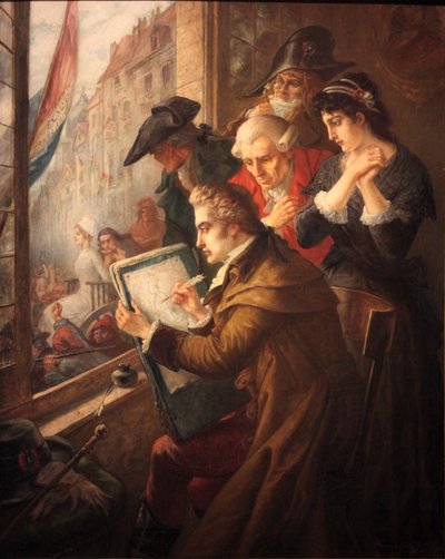 J. L. David tegner Marie Antoinette på vej til henrettelse af Jacques Louis David
