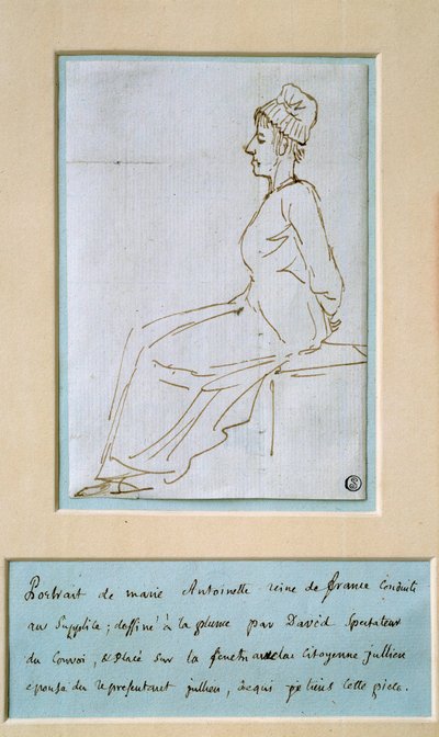 Marie Antoinette førte til tortur (1755 - 1793). Tegning af Jacques Louis David (1748-1825) af Jacques Louis David
