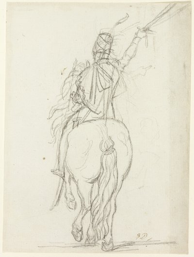 Officer til hest set bagfra af Jacques Louis David