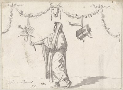 Ornament med en skægget mand i gammel kjole af Jacques Louis David