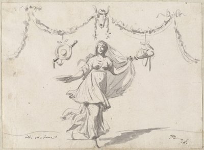Ornament med en kvinde i gammel kjole af Jacques Louis David