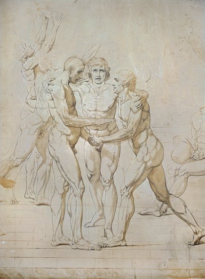 Skitse til eden i Jeu de Paume ... af Jacques Louis David