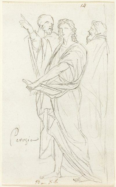 Skitse af tre klassiske figurer af Jacques Louis David