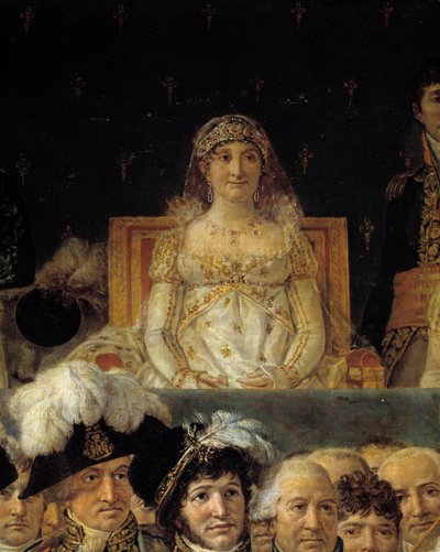 Napoleons rite. Detalje, der forestiller Laetitia Bonaparte (Letizia Maria Ramolino) (1750-1836), mor til Napoleon I under kejser Napoleon I Bonapartes helligdom og kroning af kejserlige Josephine ved Notre-Dame de Paris den 2. december 1804. Maleri b af Jacques Louis David