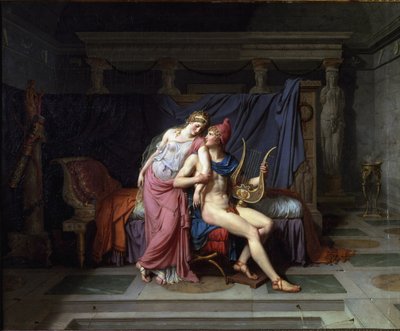Paris og Helens kærlighed - Olie på lærred af Jacques Louis David