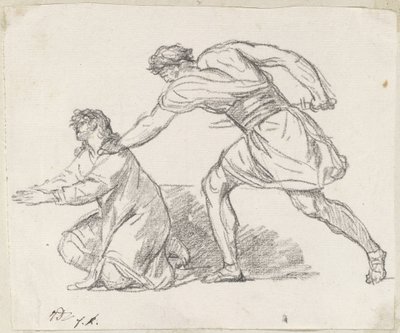 Kriger griber en knælende figur af Jacques Louis David