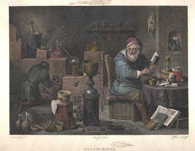Alchemisten efter maling af David Teniers, slutningen af det 18. århundrede. af Jacques Louis Perée