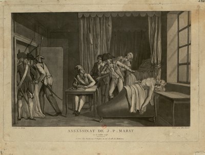 Mordet på Jean-Paul Marat, 1793. af Jacques Marchand