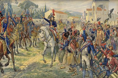 Napoleon Bonaparte ved sin ankomst til den besatte by Nice af Jacques Marie Gaston Onfray de Breville (Job)