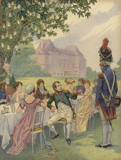 Napoleon Bonaparte og Josephine til en havefest på området ved Chateau de Malmaison af Jacques Marie Gaston Onfray de Breville (Job)