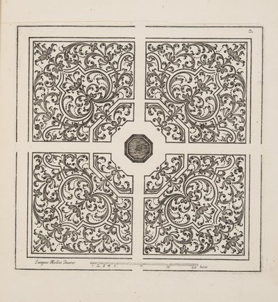 Design for Parterre, fra Theatre des Plans et Jardinages, pub.1652 (gravering) af Jacques Mollet