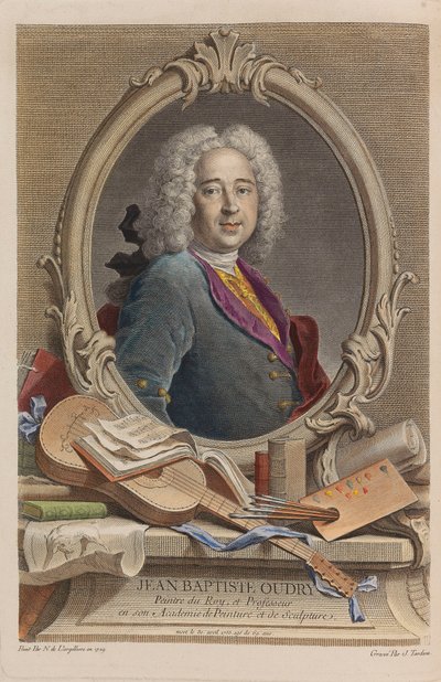 Portræt af Jean-Baptiste Oudry 1686-1755, 1755. af Jacques-Nicolas Tardieu