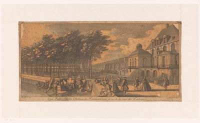 Se på en laan bij de Cour de la Fontaine af kasteel Fontainebleau Udsigt over en fløj af Château Fontainebleau, taget fra Cour des Fontaines (titel på objektet) af Jacques Rigaud