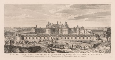 Udsigt over det kongelige slot i Chambord fra siden af ​​den kongelige port af Jacques Rigaud